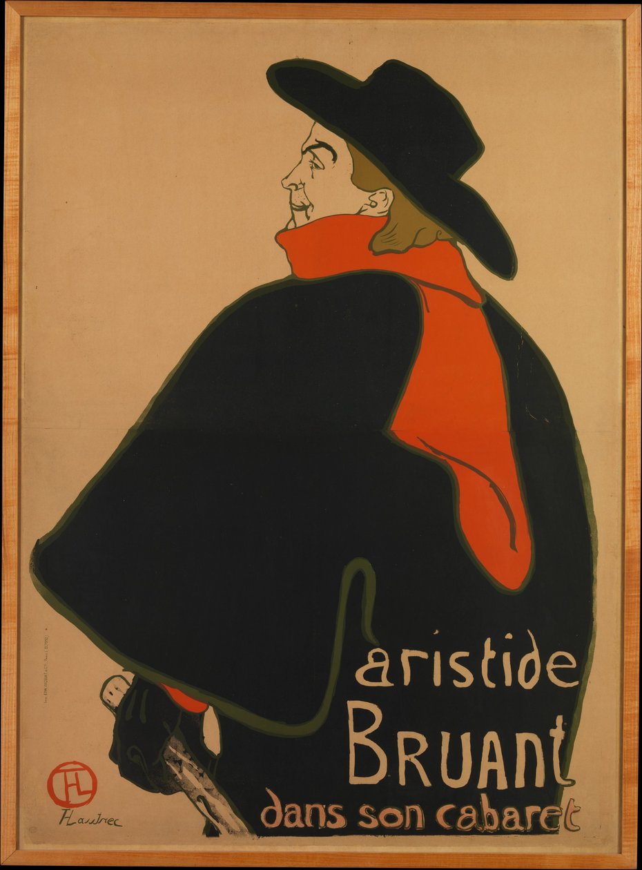 Aristide Bruant, in zijn cabaret, 1893 door Henri de Toulouse Lautrec