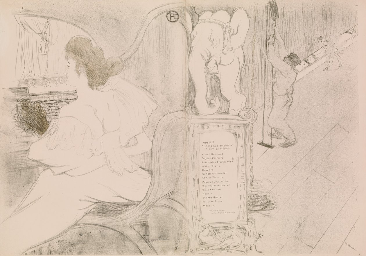 Bij het Gordijn, 1895 door Henri de Toulouse Lautrec