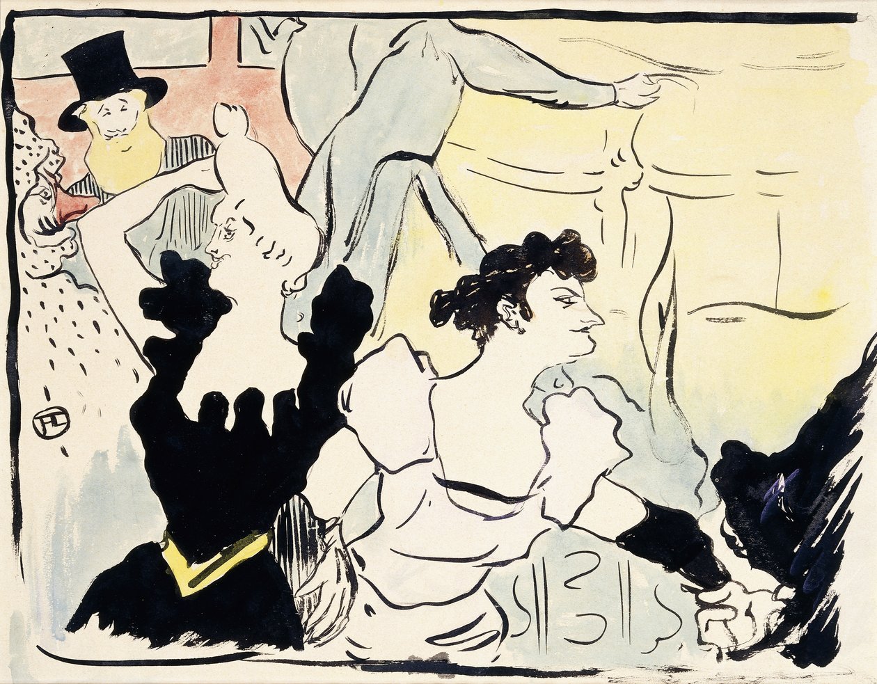 Op het gemaskerde bal - Parijse festiviteiten - Nieuwe revels, 1892 door Henri de Toulouse Lautrec