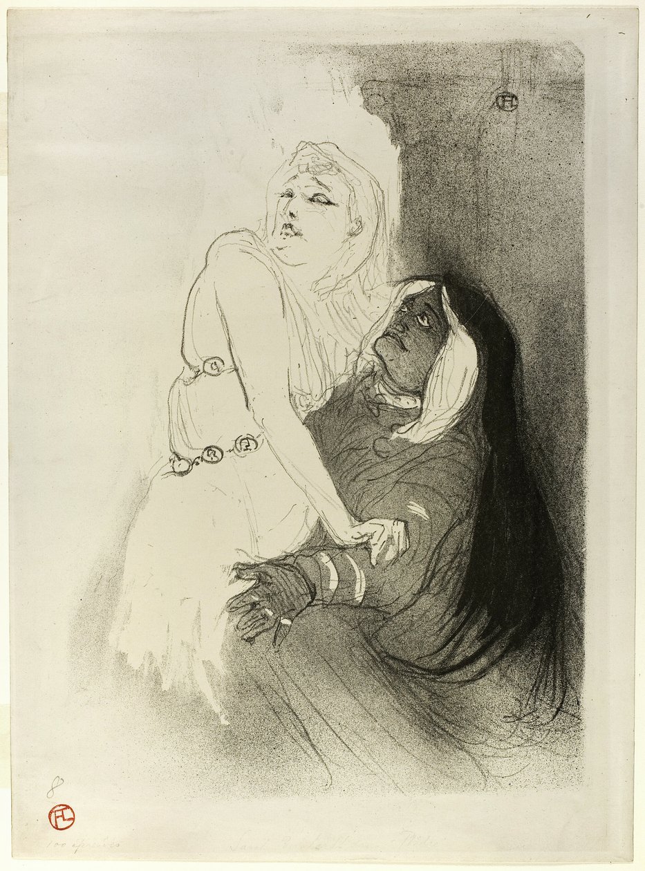 In de Renaissance: Sarah Bernhardt in Phèdre door Henri de Toulouse Lautrec