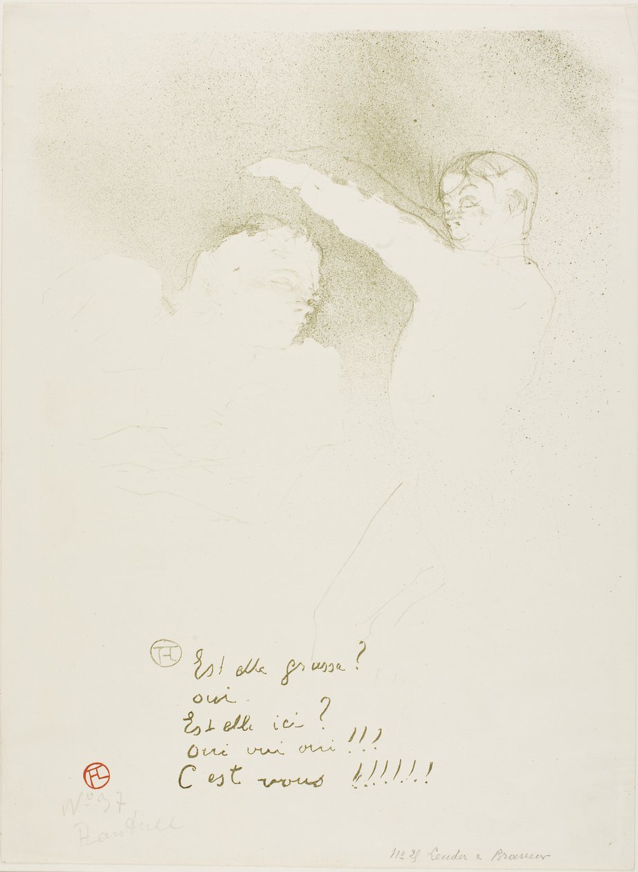 Bij de Variétés: Mademoiselle Lender en Brasseur door Henri de Toulouse-Lautrec