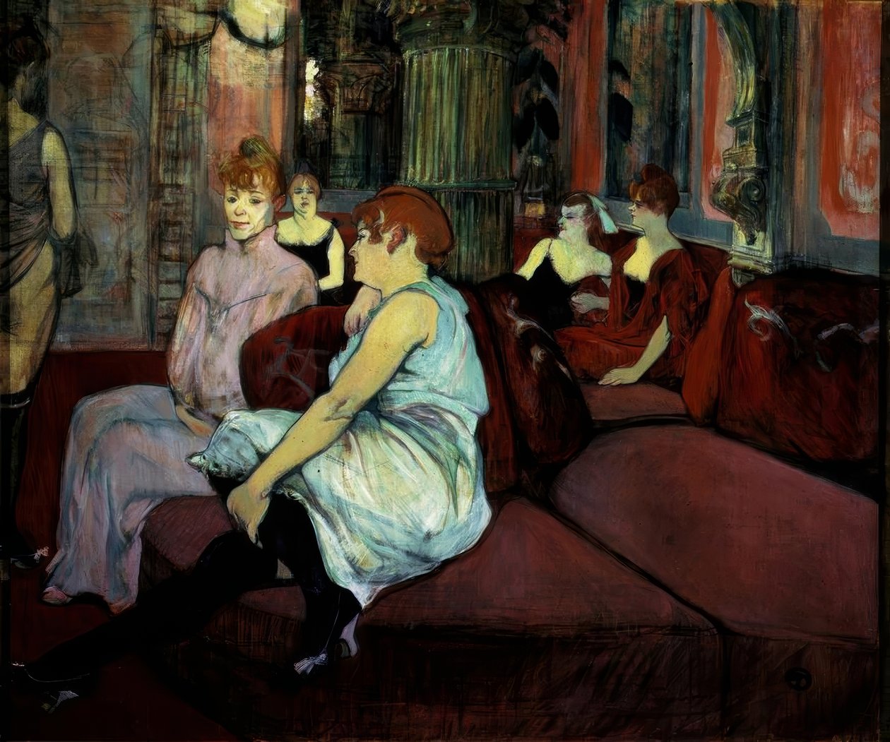 In de salon van de rue des Moulins door Henri de Toulouse Lautrec