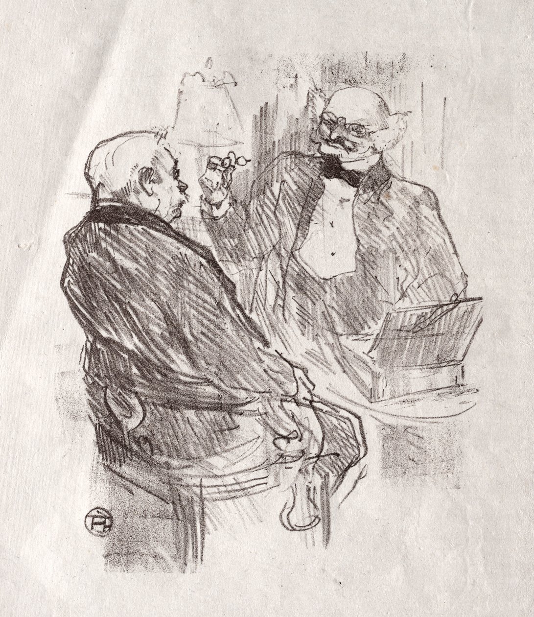 Aan de voet van de Sinaï: Georges Clemenceau en de oogarts Mayer, 1898 door Henri de Toulouse Lautrec