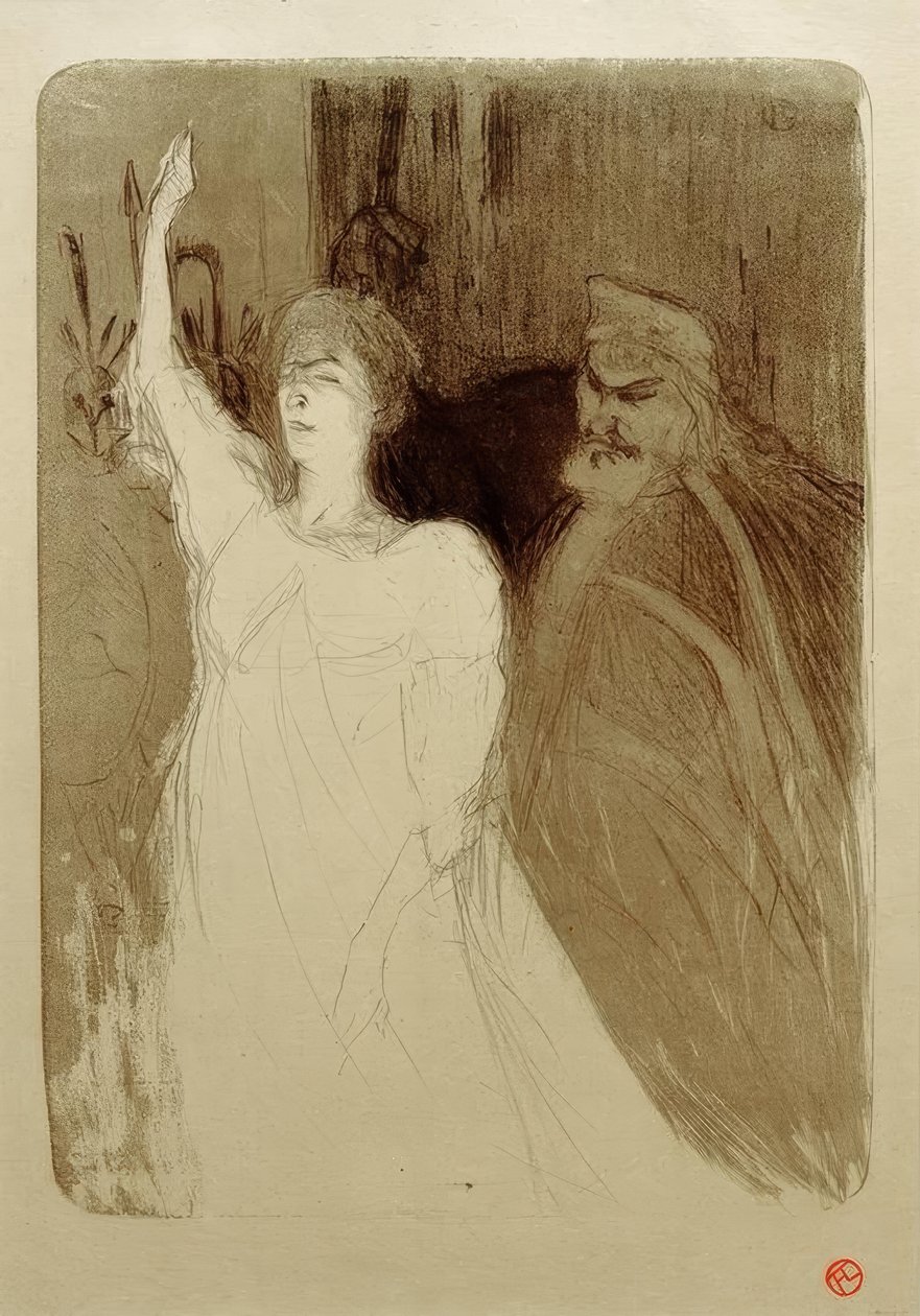 Bartet en Mounet-Sully in Antigone door Henri de Toulouse Lautrec