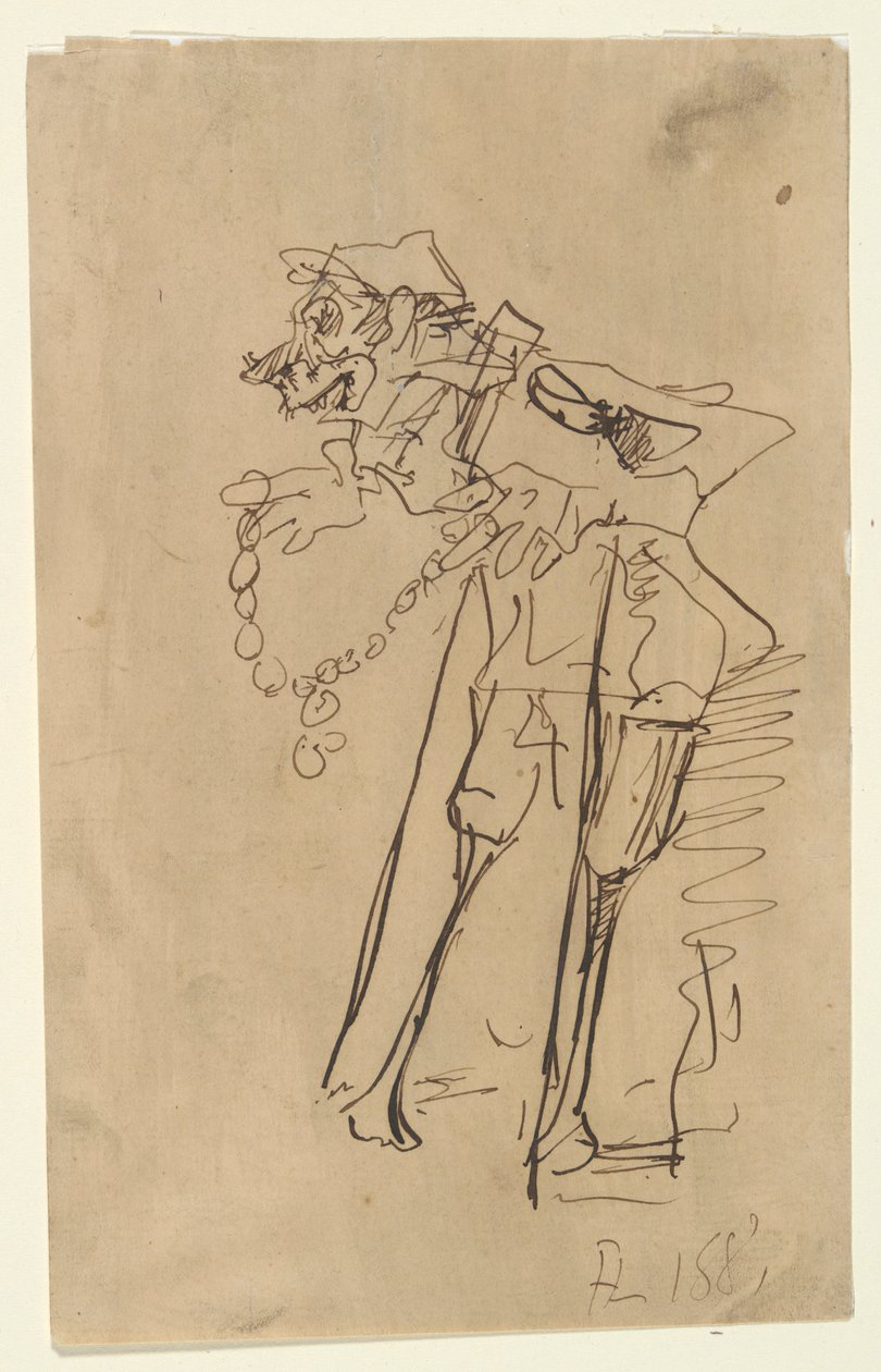 Karikatuur van een soldaat met een onderscheiding door Henri de Toulouse Lautrec