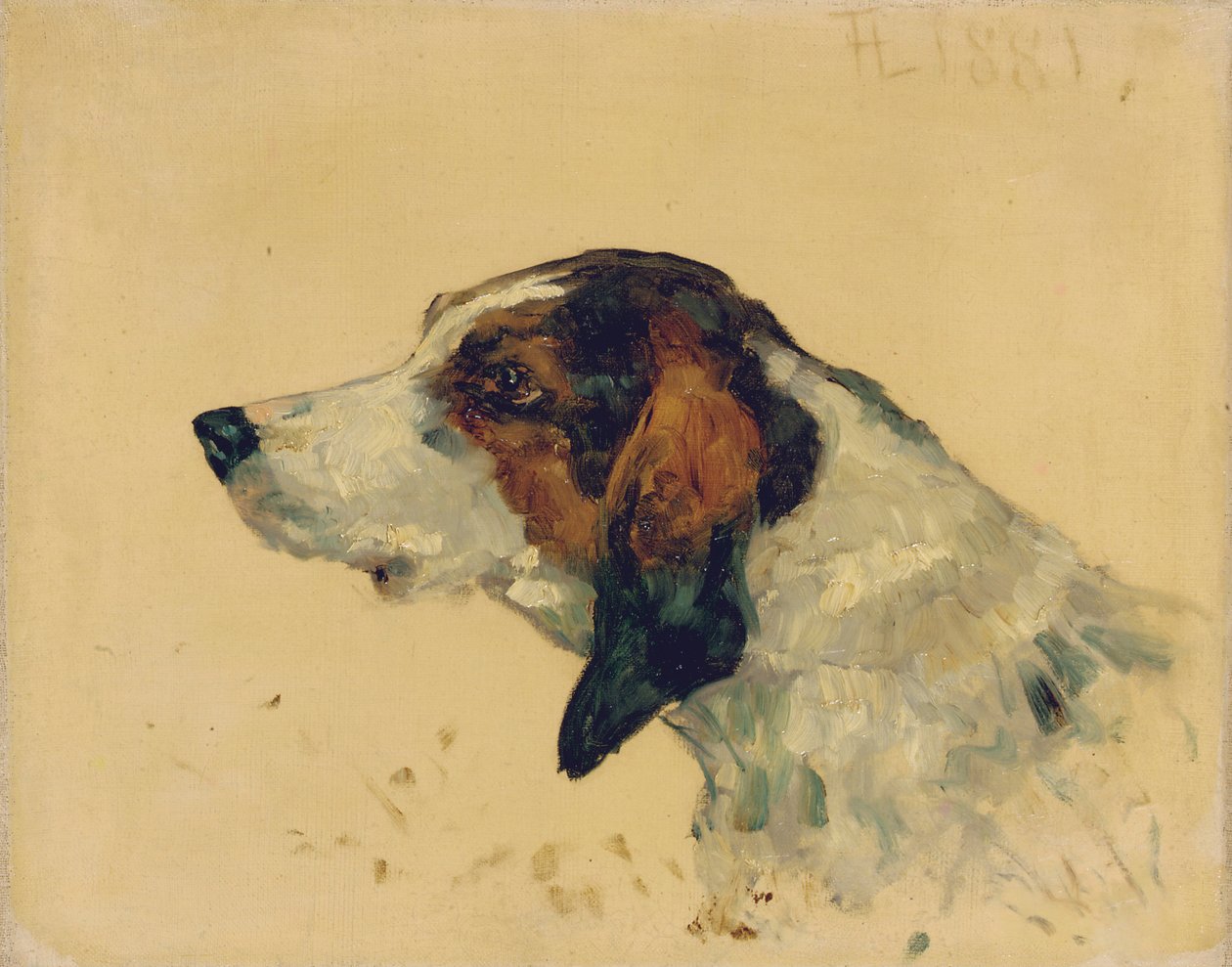 Jachthond, 1881 door Henri de Toulouse Lautrec