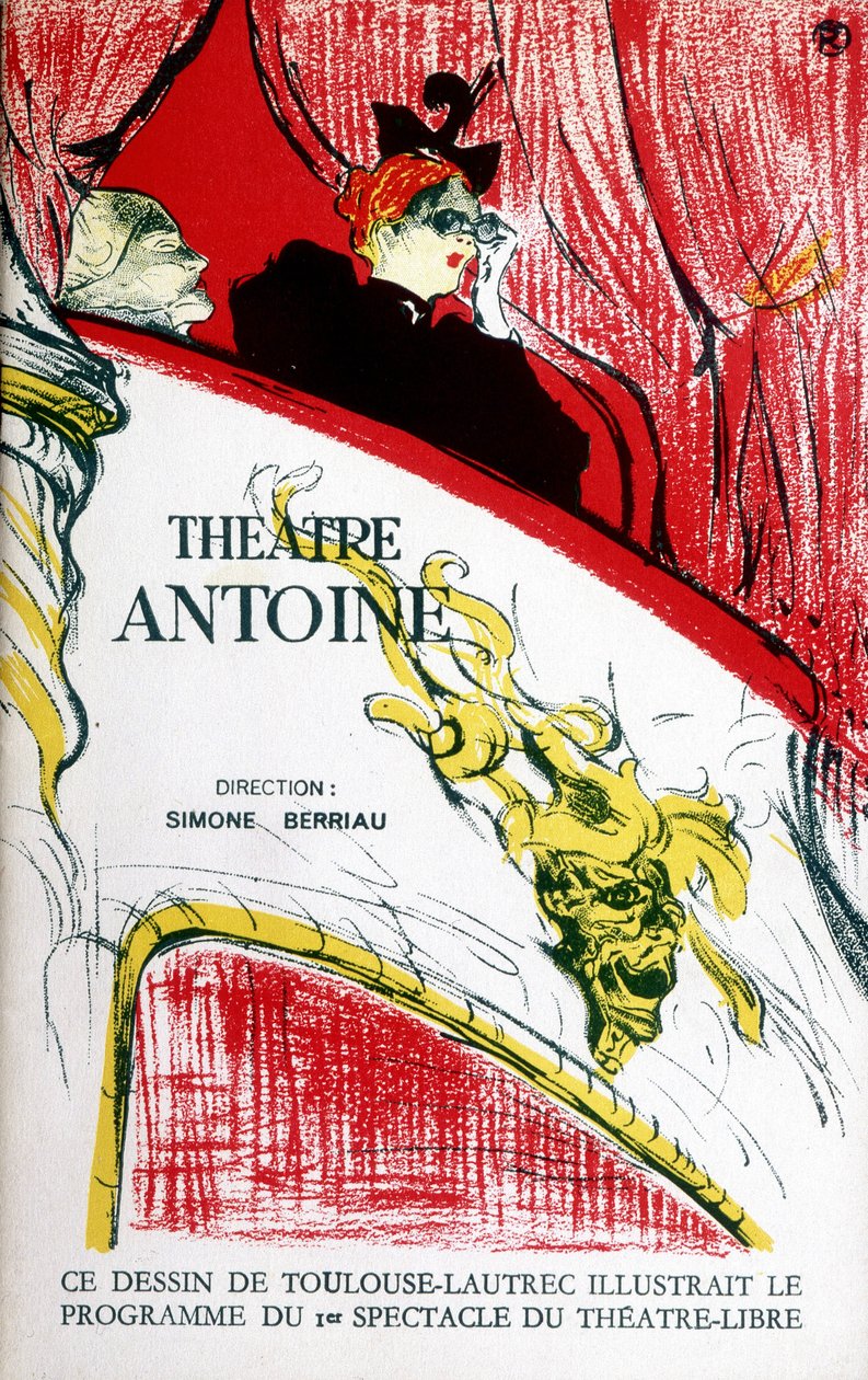 Omslag van het programma van het theater Antoine, geregisseerd door Simone Berriau, 1956. Illustratie door Toulouse Lautrec door Henri de Toulouse Lautrec