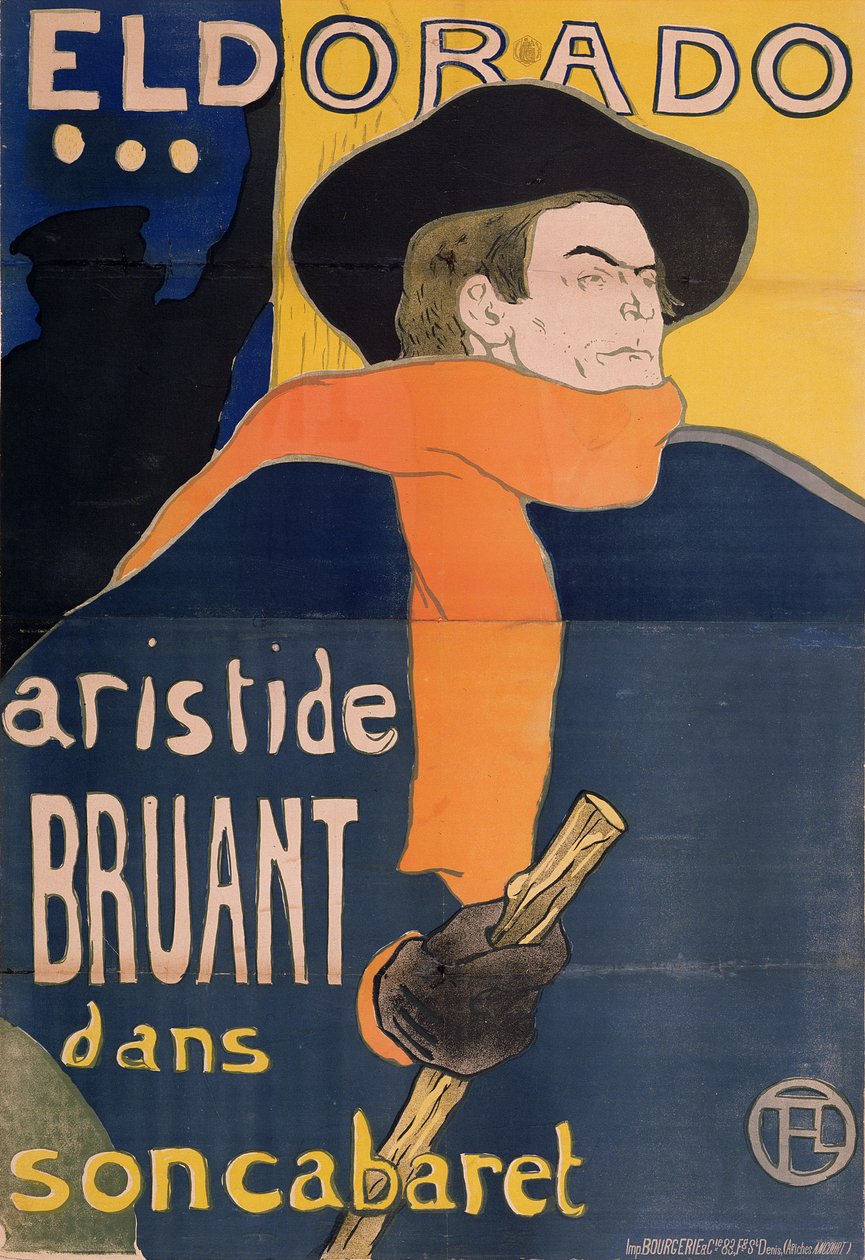 Eldorado: Aristide Bruant, 1892 door Henri de Toulouse Lautrec