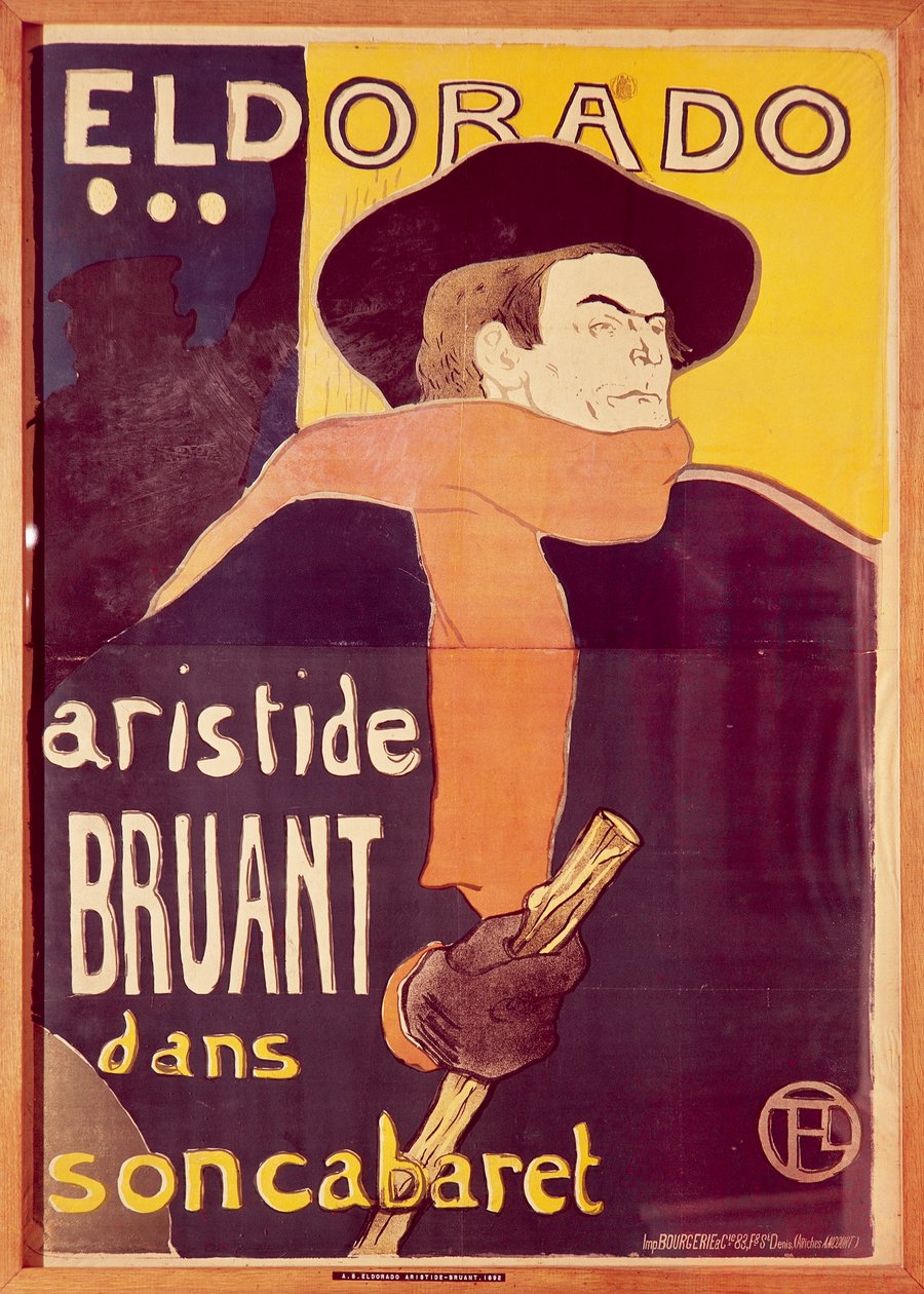 Eldorado, Aristide Bruant in zijn cabaret door Henri de Toulouse Lautrec