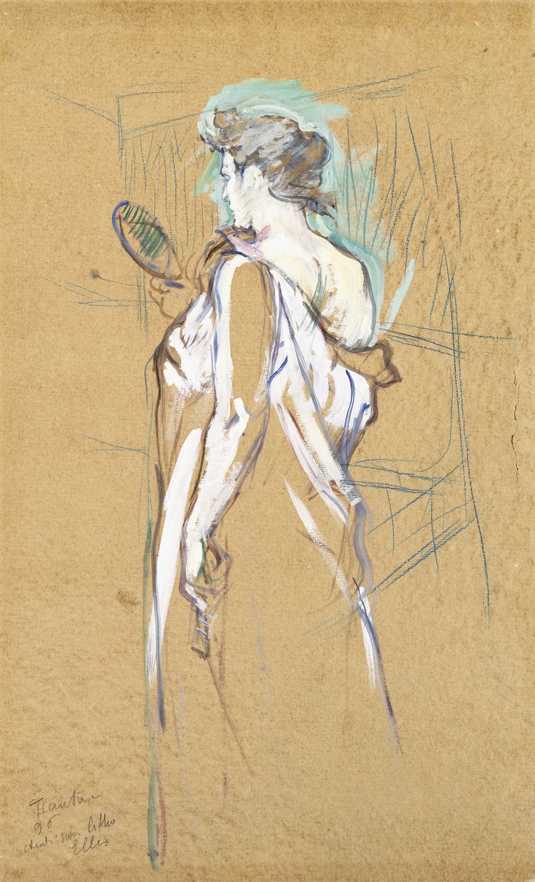 Elles - met spiegel in de hand, 1896 door Henri de Toulouse Lautrec