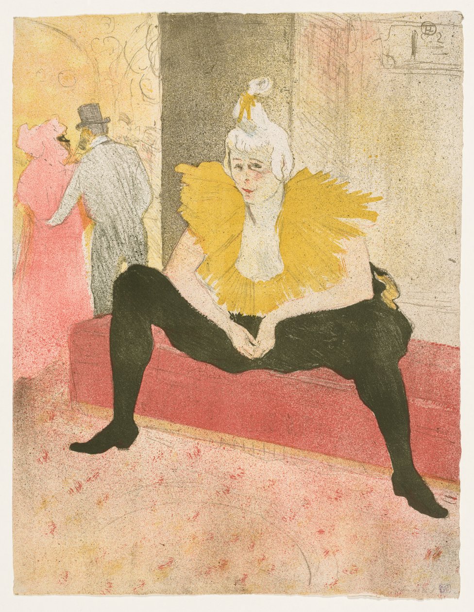 Elles: De Zittende Clown, Mlle Cha-u-Ka-o door Henri de Toulouse Lautrec