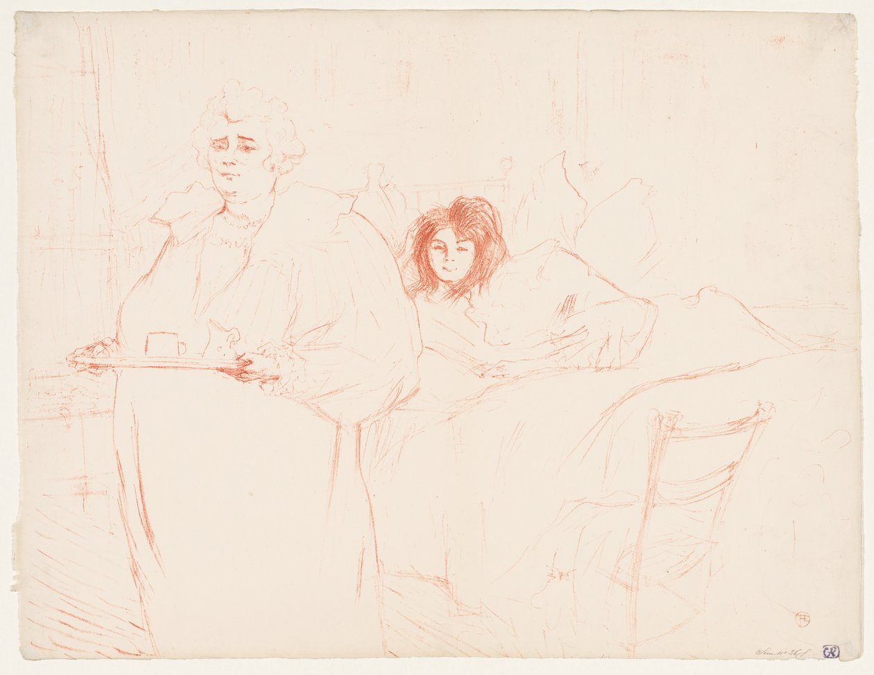 Elles: Vrouw die een dienblad draagt, Mevr. Baron en Mej. Popo, 1896 door Henri de Toulouse Lautrec