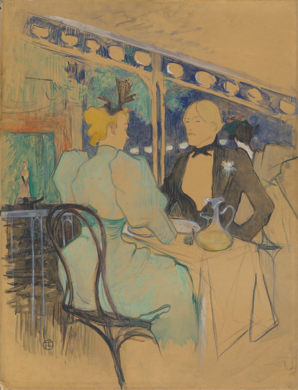 Modieuze mensen bij Les Ambassadeurs door Henri de Toulouse Lautrec