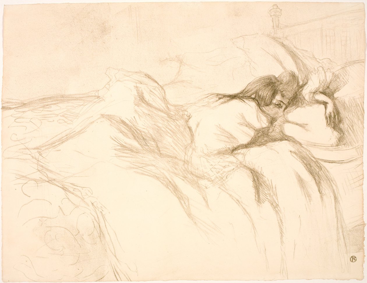 Liggende vrouw, ontwaken door Henri de Toulouse-Lautrec