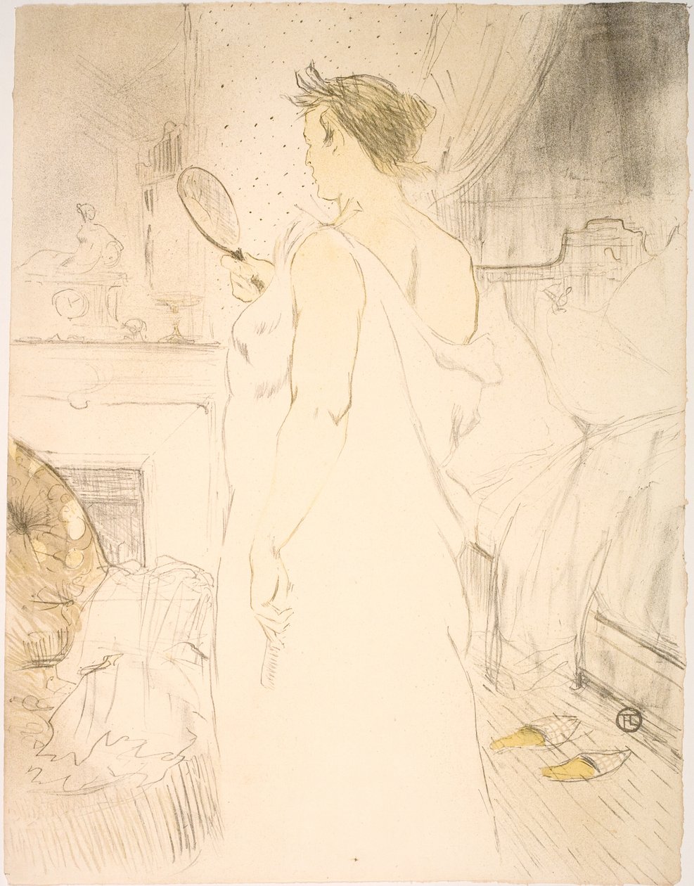 Vrouw met Spiegel, de Spiegel in de Hand door Henri de Toulouse Lautrec