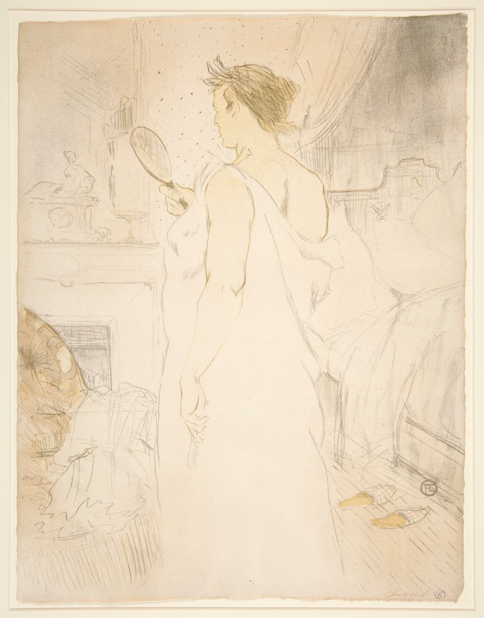Vrouw met handspiegel, uit de serie Elles door Henri de Toulouse Lautrec