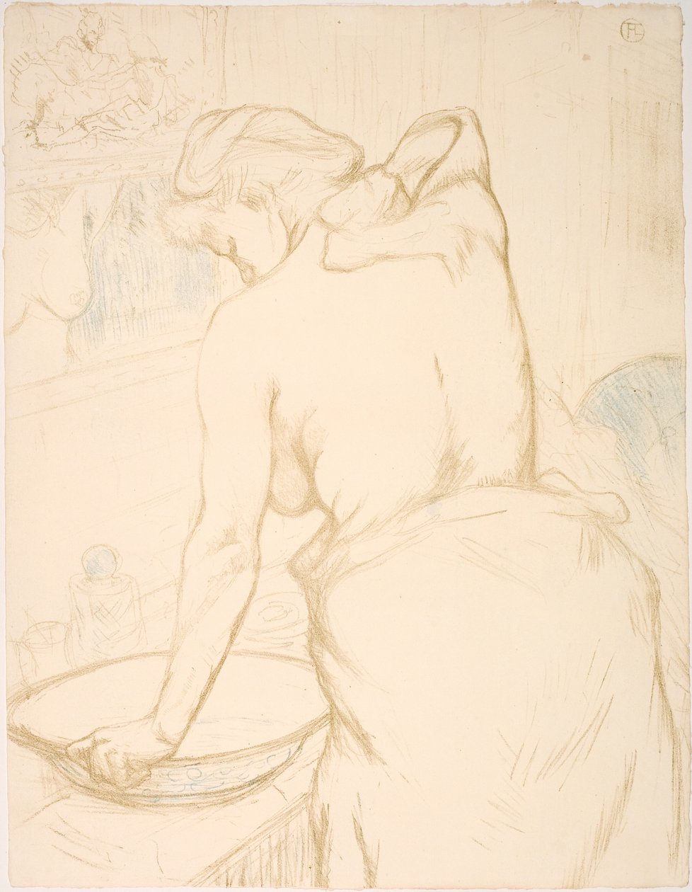 Vrouw die zich wast, de Toilette door Henri de Toulouse Lautrec