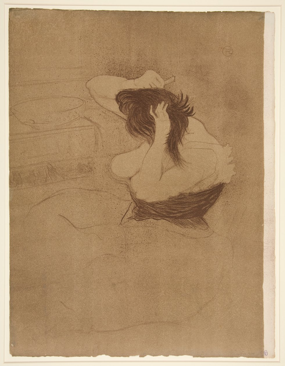 Vrouw die Haar Kamt, uit de serie Elles door Henri de Toulouse-Lautrec
