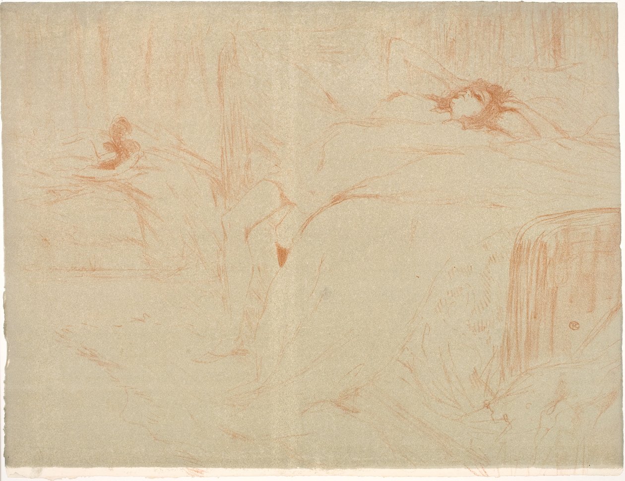 Vrouw op de rug, vermoeidheid door Henri de Toulouse Lautrec