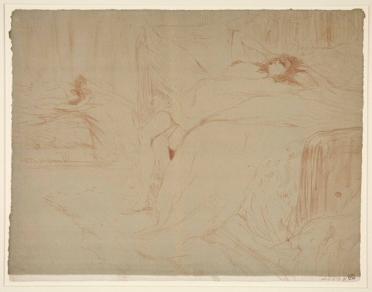 Vrouw liggend op haar rug, vermoeidheid, uit de serie Elles door Henri de Toulouse Lautrec