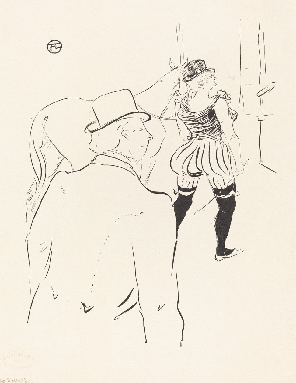 In de Vleugels van de Folies-Bergere: Mevrouw Lona Barrison met Haar Manager en Echtgenoot door Henri de Toulouse Lautrec