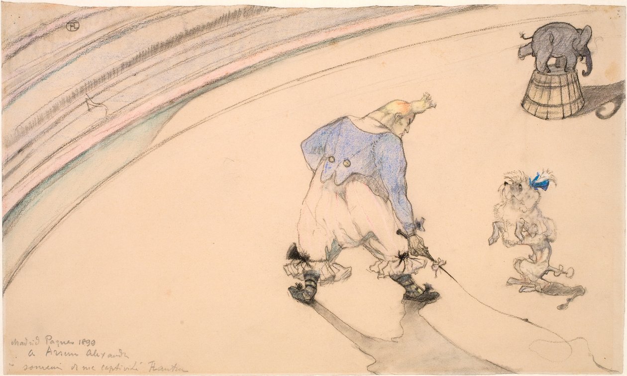 In het circus - De clown Footit als dierentemmer door Henri de Toulouse Lautrec