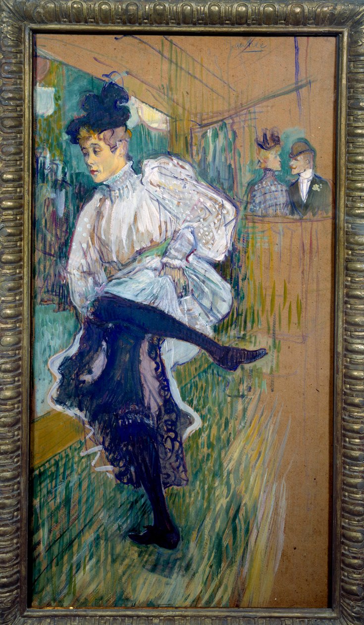 Jane Avril dansend. Jane Avril (1868-1943) was een danseres van de Moulin Rouge. Parijs, Musée d