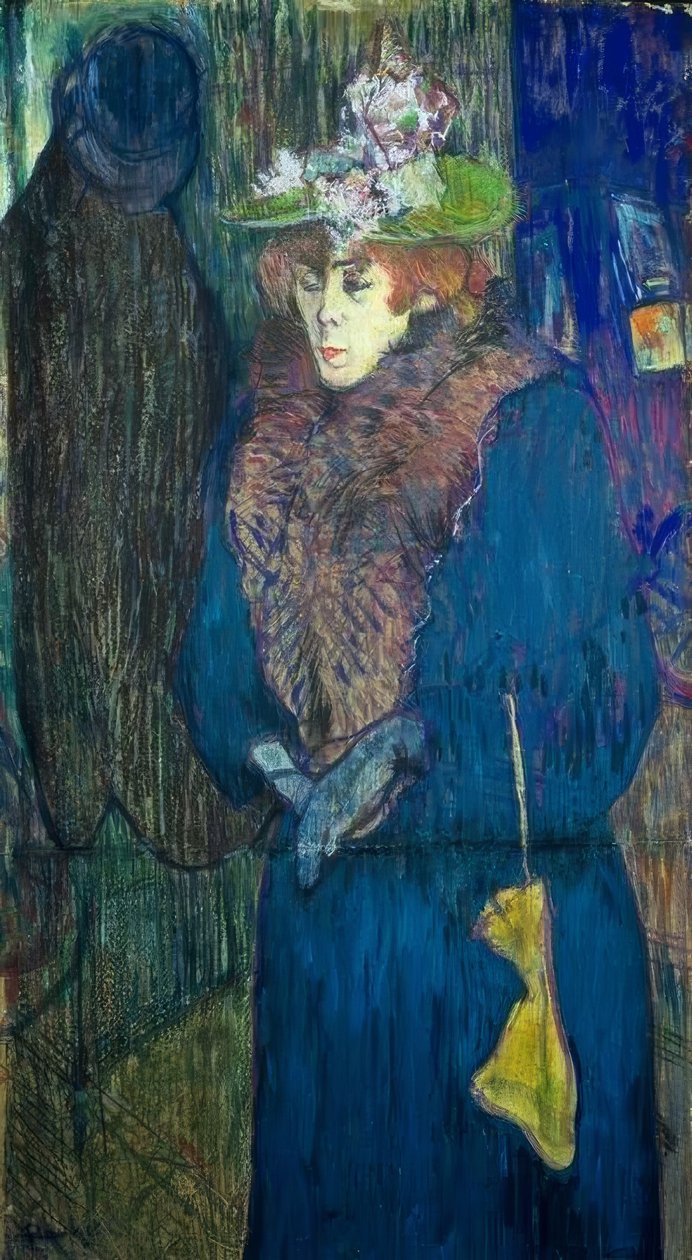 Jane Avril betreedt de Moulin-Rouge door Henri de Toulouse-Lautrec