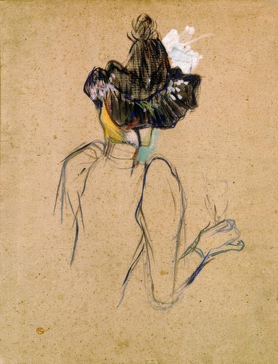 Jane Avril van achteren gezien door Henri de Toulouse Lautrec