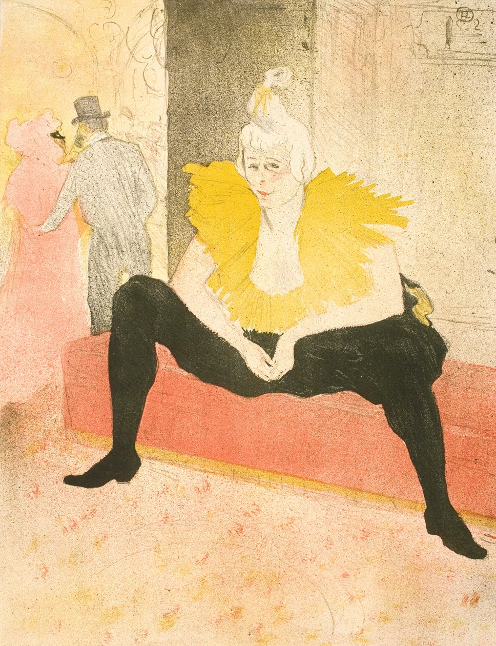 De Zittende Clownesse, Mademoiselle Cha-U-Kao door Henri de Toulouse Lautrec