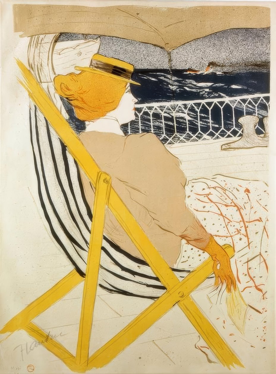 De passagier van 54 of Wandeling op een jacht door Henri de Toulouse Lautrec