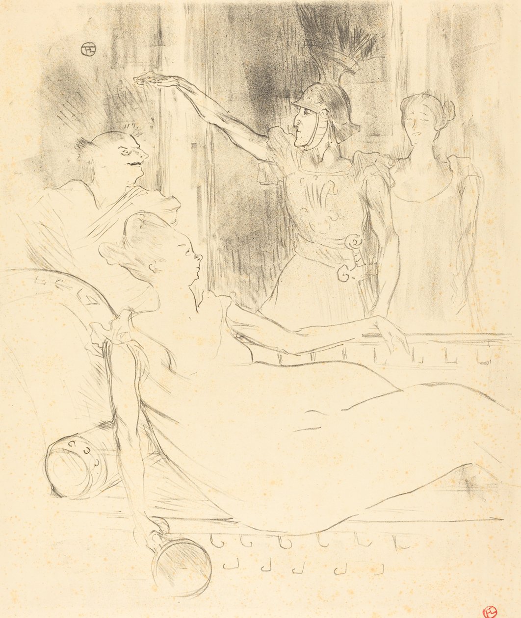 Mme. Simon-Girard, Brasseur en Guy in "La belle Hélène" door Henri de Toulouse Lautrec