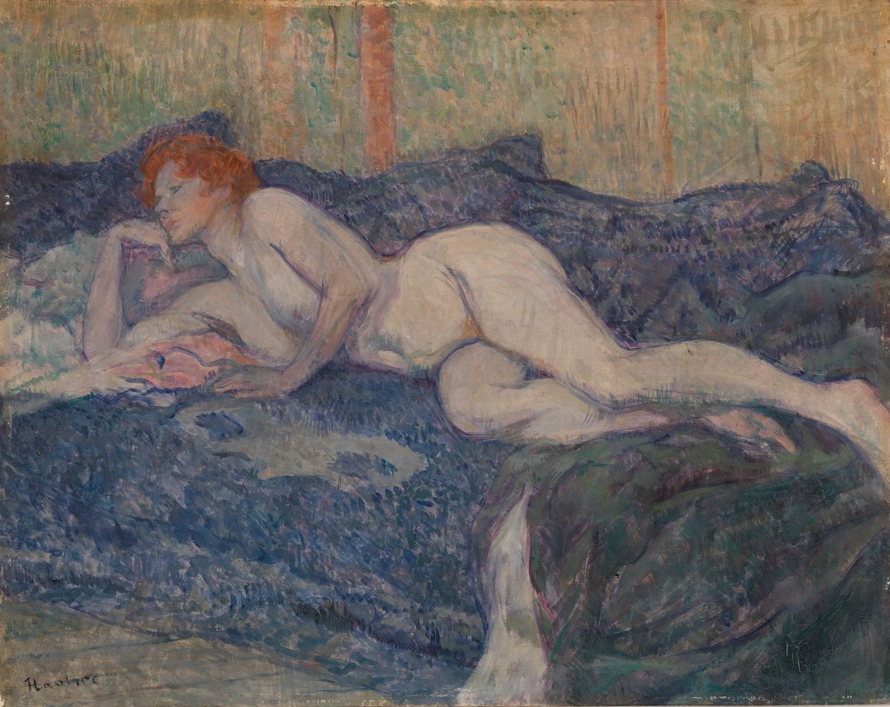 Naakt Liggend op een Bank door Henri de Toulouse-Lautrec