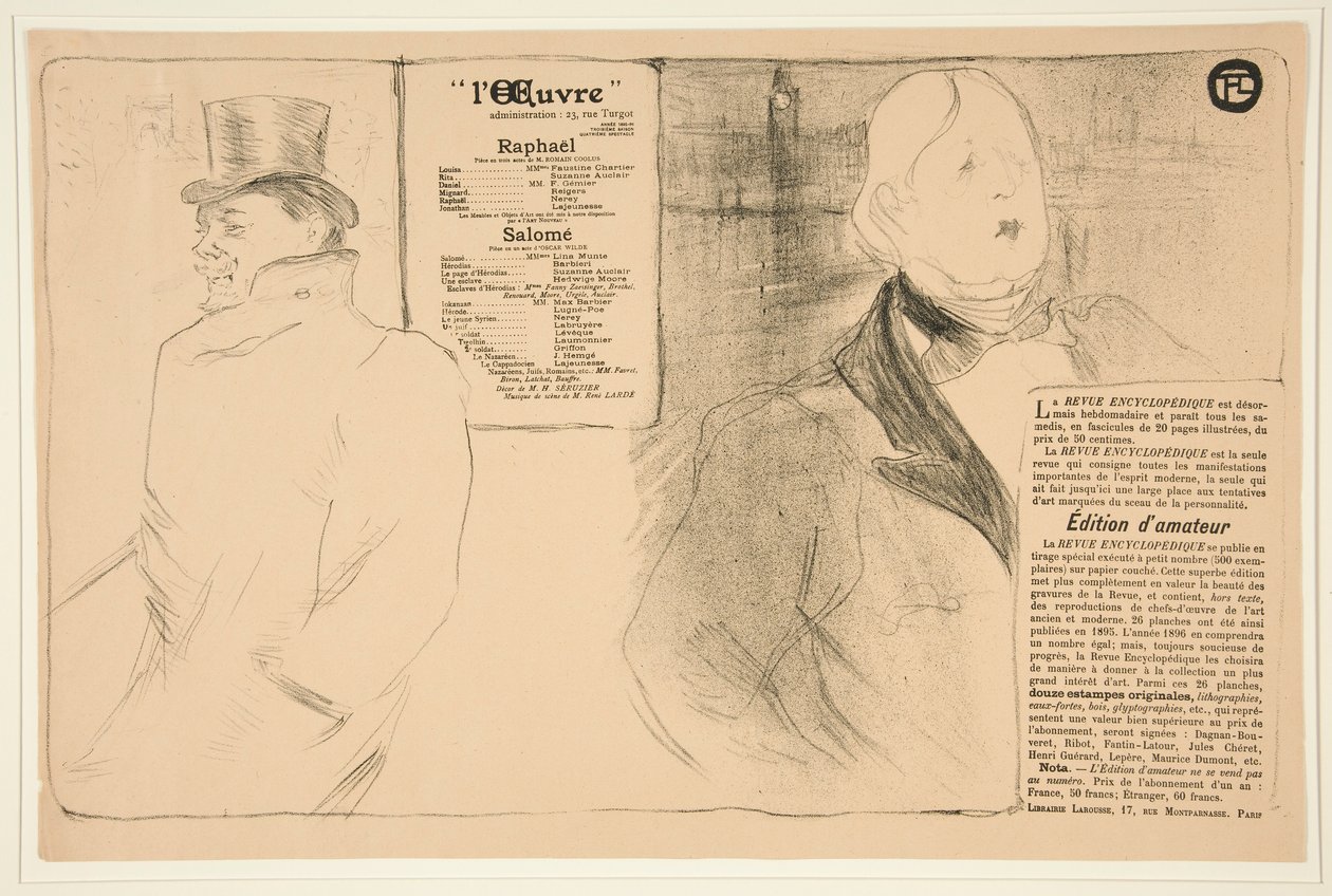 Oscar Wilde en Romain Coolus door Henri de Toulouse-Lautrec