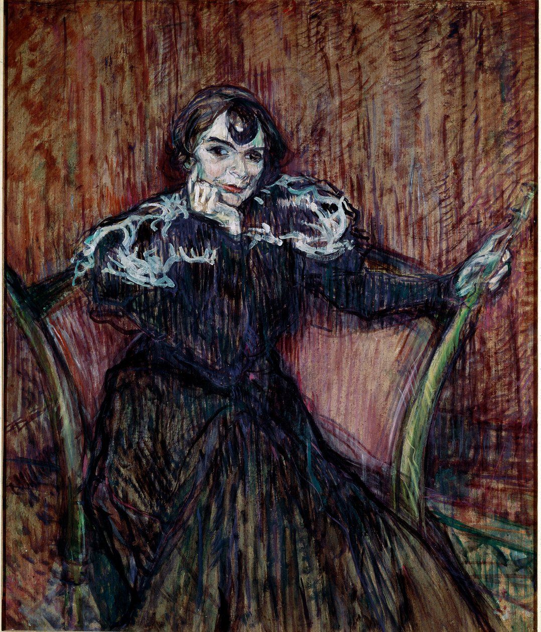 Portret van actrice Berthe Bady. Schilderij door Henri de Toulouse-Lautrec door Henri de Toulouse Lautrec