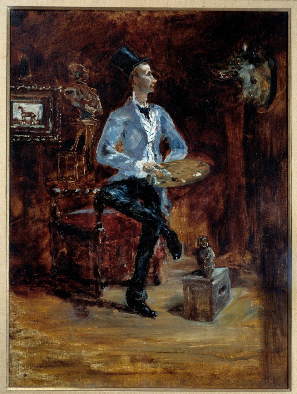 Portret van de schilder Rene Princeteau (1849-1914) in zijn atelier door Henri de Toulouse Lautrec