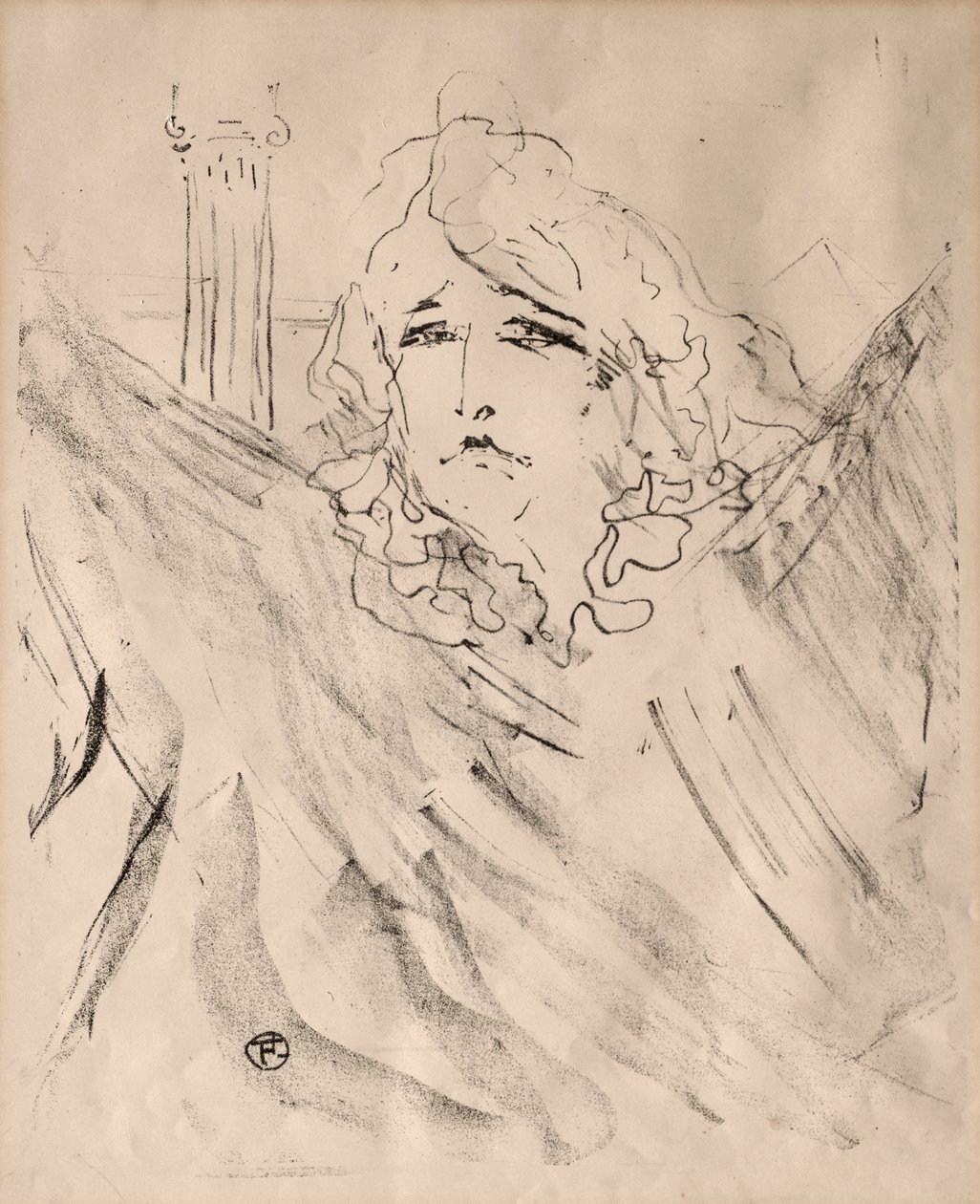 Portretten van Acteurs en Actrices: Dertien Lithografieën: Sarah Bernhardt door Henri de Toulouse Lautrec