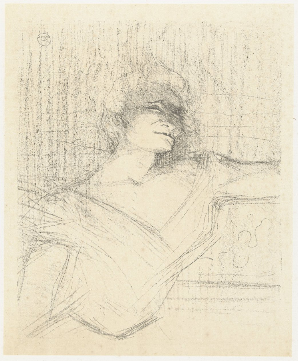 Portret van actrice Yvette Guilbert in Dans la Glu door Henri de Toulouse Lautrec