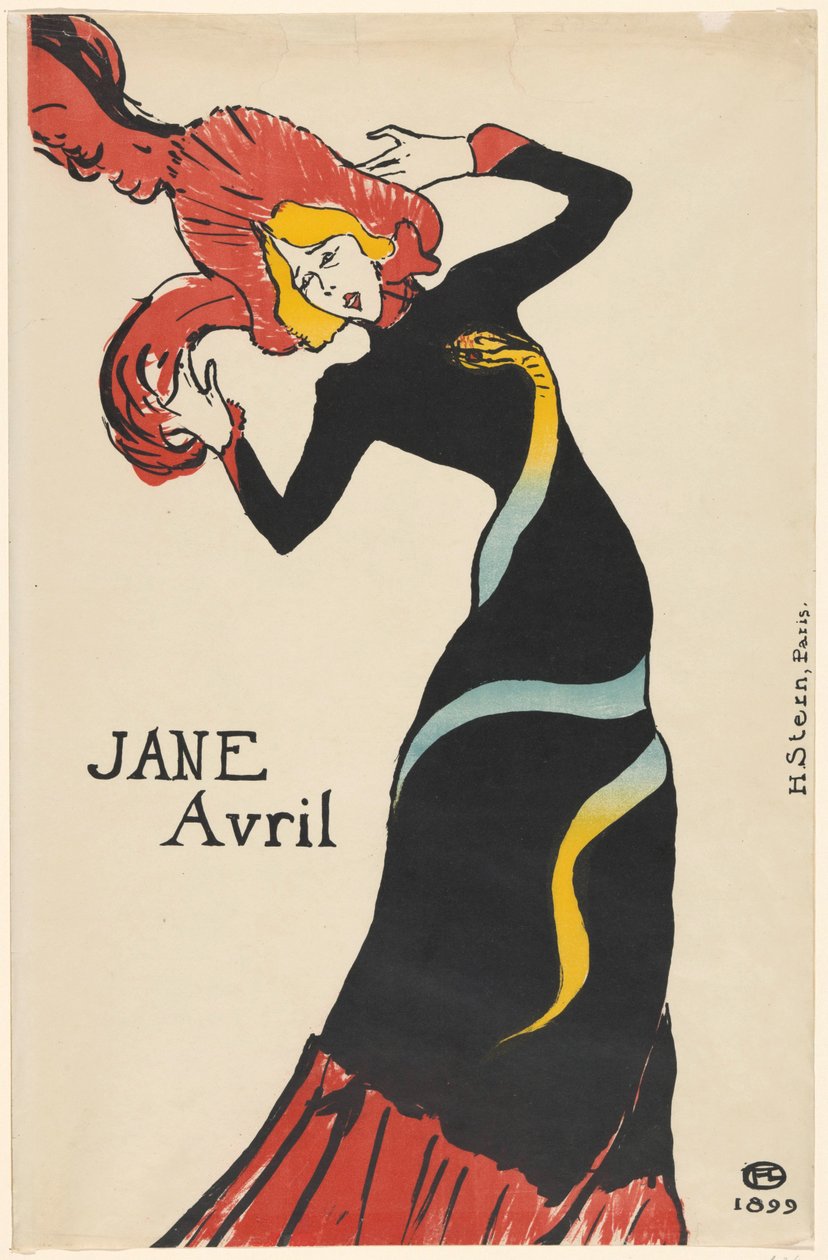 Portret van de danseres Jane Avril (Jeanne Beaudon) door Henri de Toulouse Lautrec
