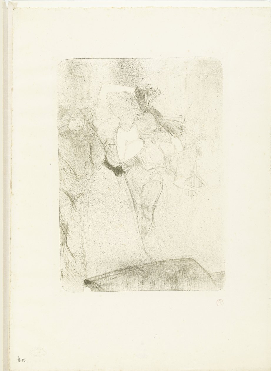 Portret van zangeres Marcelle Lender terwijl zij de boléro danst in de opera Chilpéric door Henri de Toulouse Lautrec