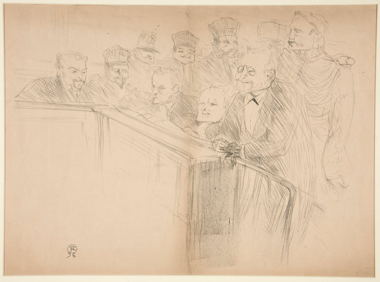 Procès Arton, première planche (Het Arton Proces, eerste plaat) door Henri de Toulouse Lautrec