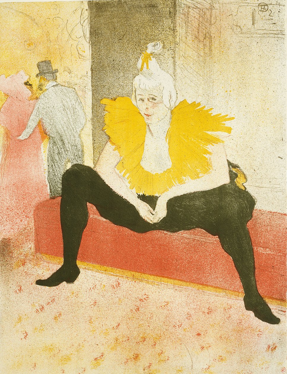 Zittende Vrouwelijke Clown (Mademoiselle Cha-U-Kao), plaat één uit Elles door Henri de Toulouse Lautrec