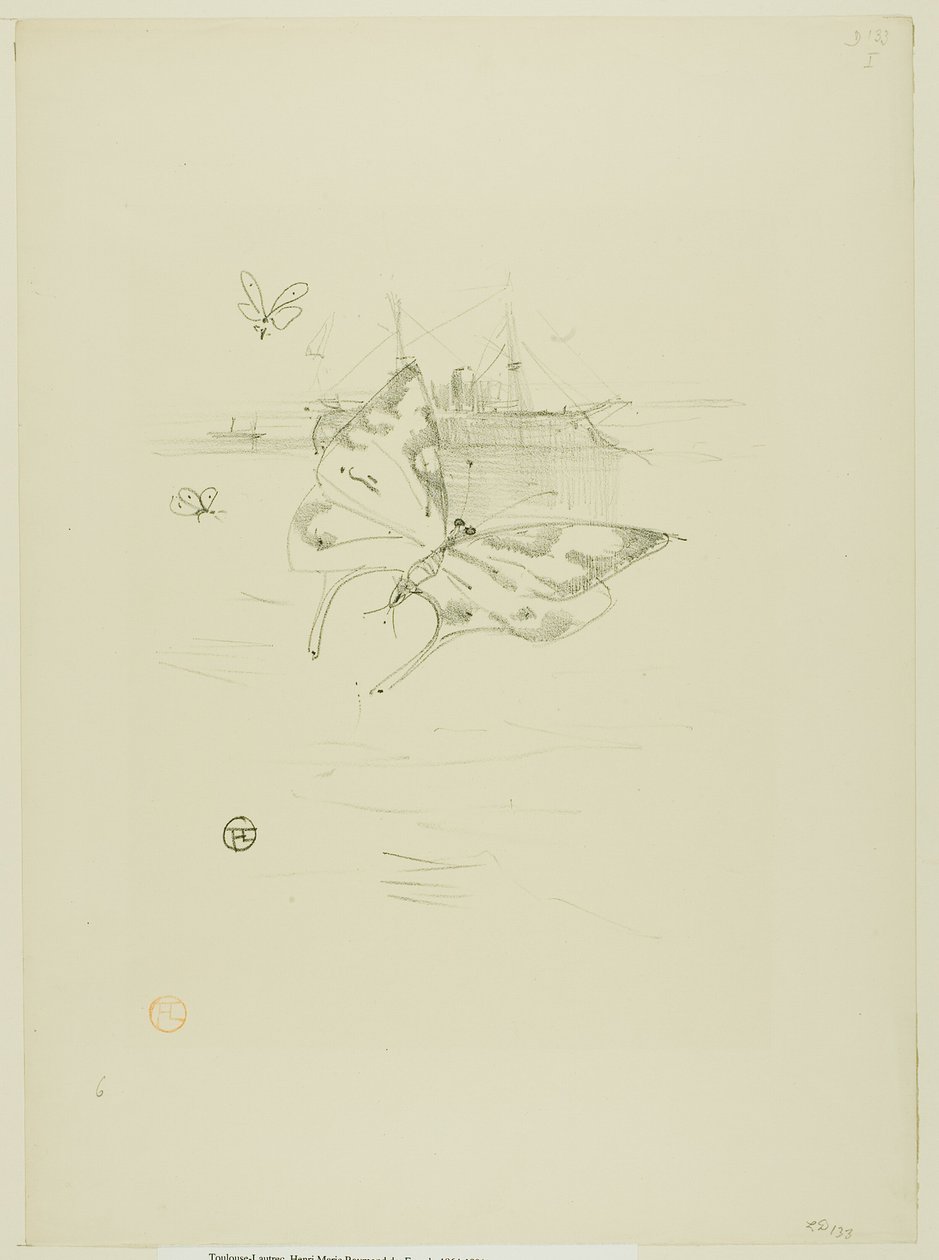 De vlinders, uit Mélodies de Désiré Dihau door Henri de Toulouse Lautrec