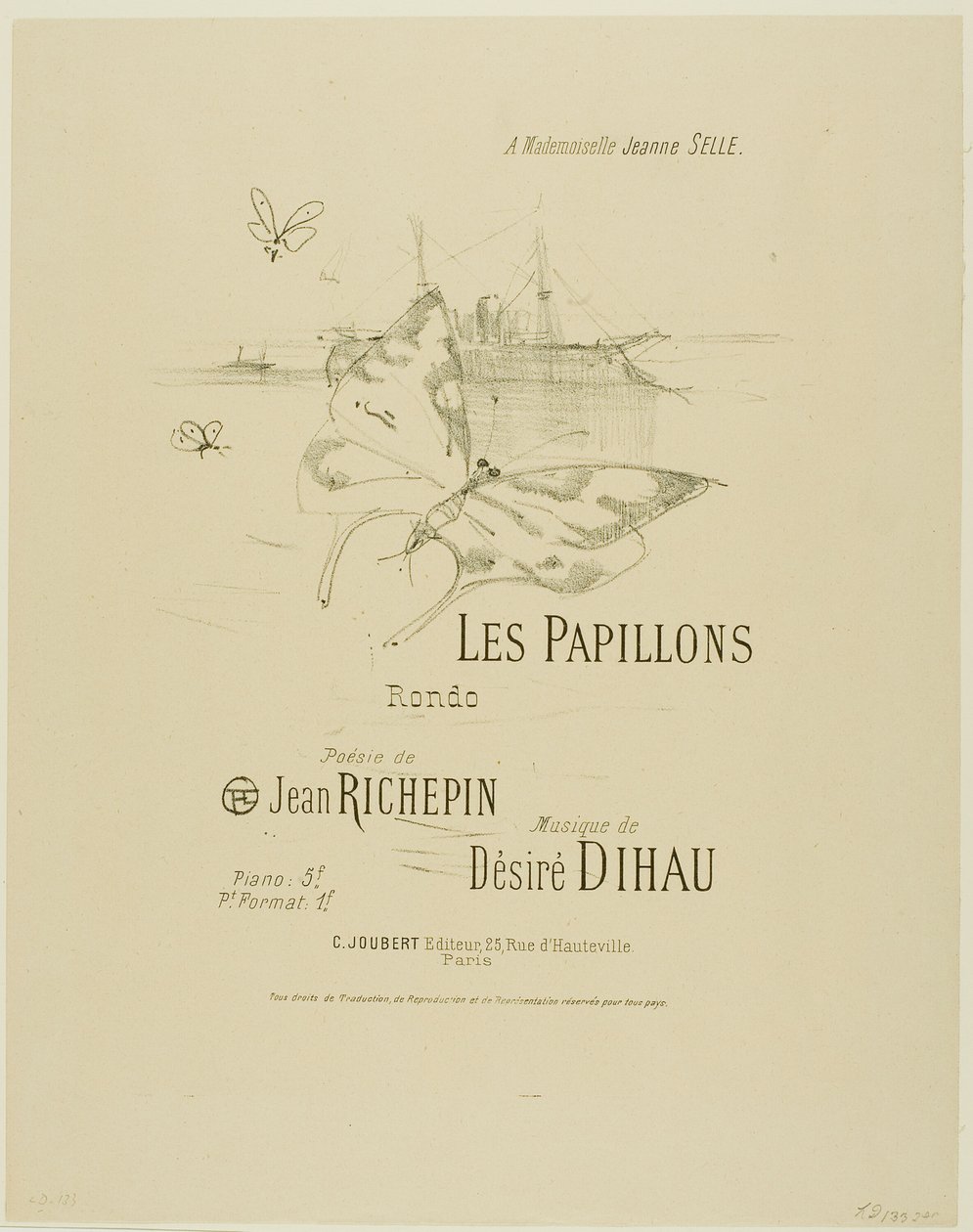 De Vlinders, uit Mélodies de Désiré Dihau door Henri de Toulouse Lautrec