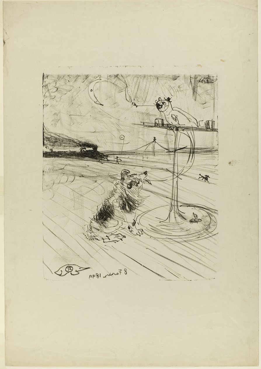 De hond en de papegaai door Henri de Toulouse Lautrec