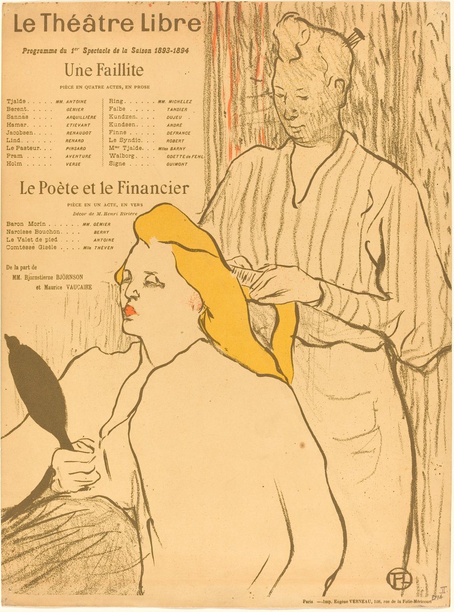 De Kapper - Programma voor het Theatre-Libre door Henri de Toulouse Lautrec