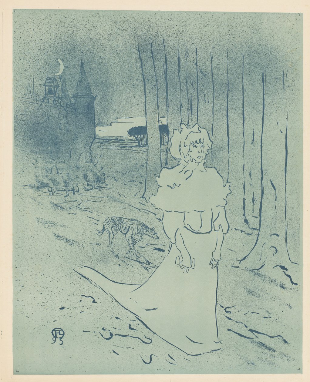 De Kasteelvrouw of het Voorteken (La chatelaine ou le tocsin) door Henri de Toulouse Lautrec