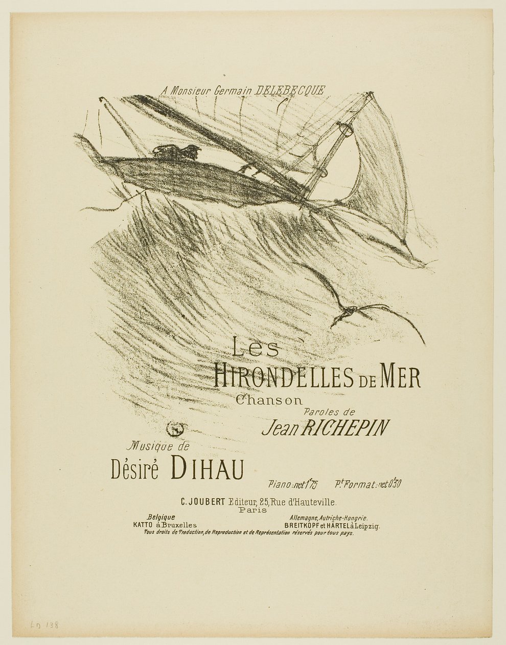 De Zeezwaluwen, uit Mélodies de Désiré Dihau door Henri de Toulouse Lautrec