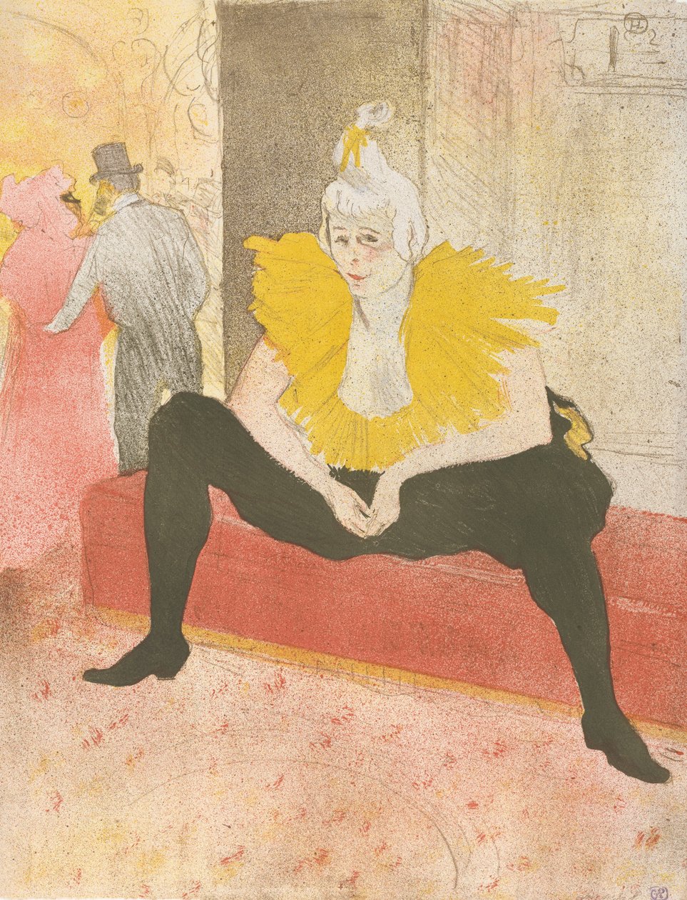 De zittende clownes Mademoiselle Cha-u-ka-o uit de serie Elles, 1896 door Henri de Toulouse Lautrec