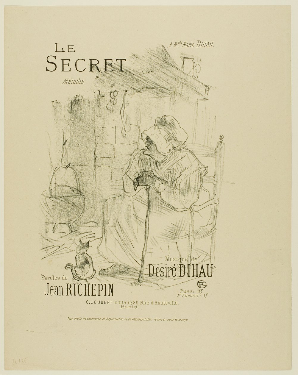 Het Geheim, uit Mélodies de Désiré Dihau door Henri de Toulouse Lautrec